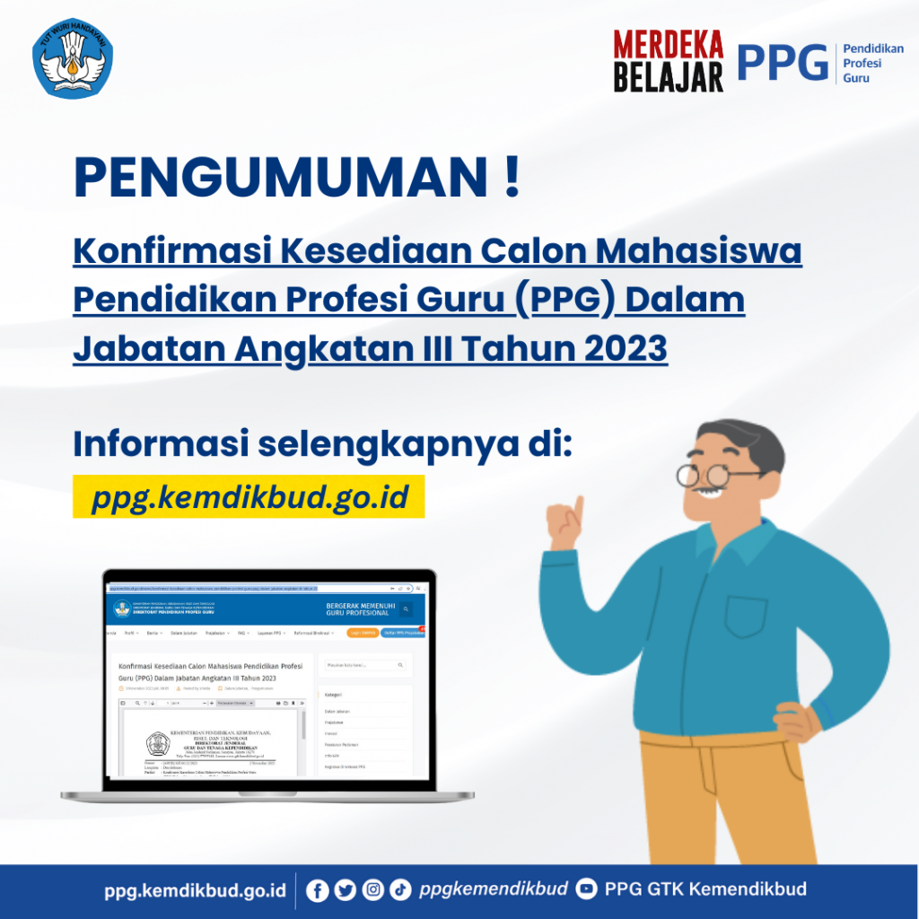 Konfirmasi Kesediaan Calon Mahasiswa PPG Daljab Angkatan III Tahun 2023 ...